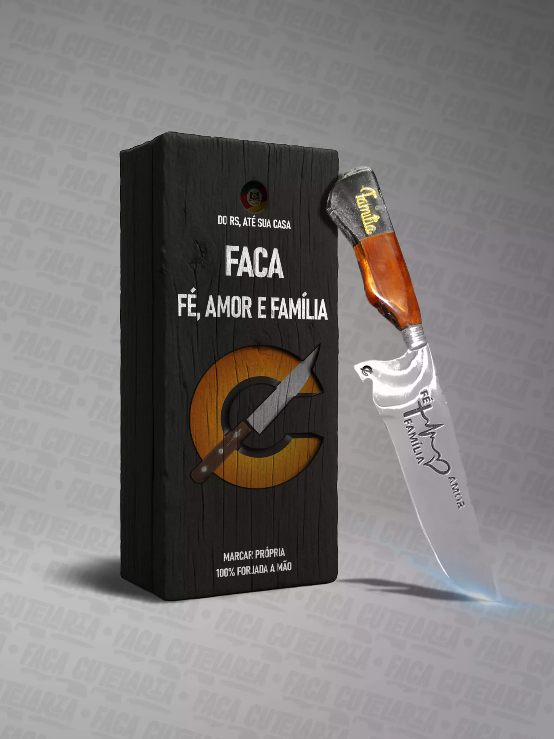 Faca Artesanal Fe Amor e Familia - Cutelaria Forjada A Mao + Garantia