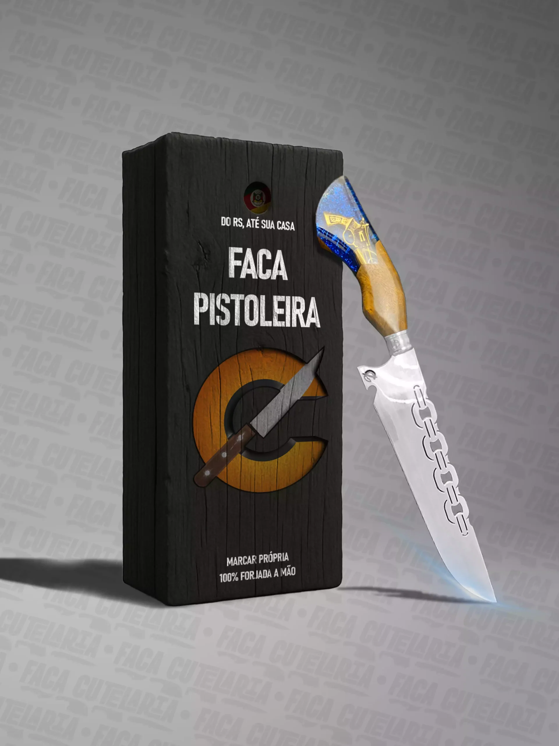 Faca Artesanal Pistoleira - Cutelaria Forjada A Mao + Garantia